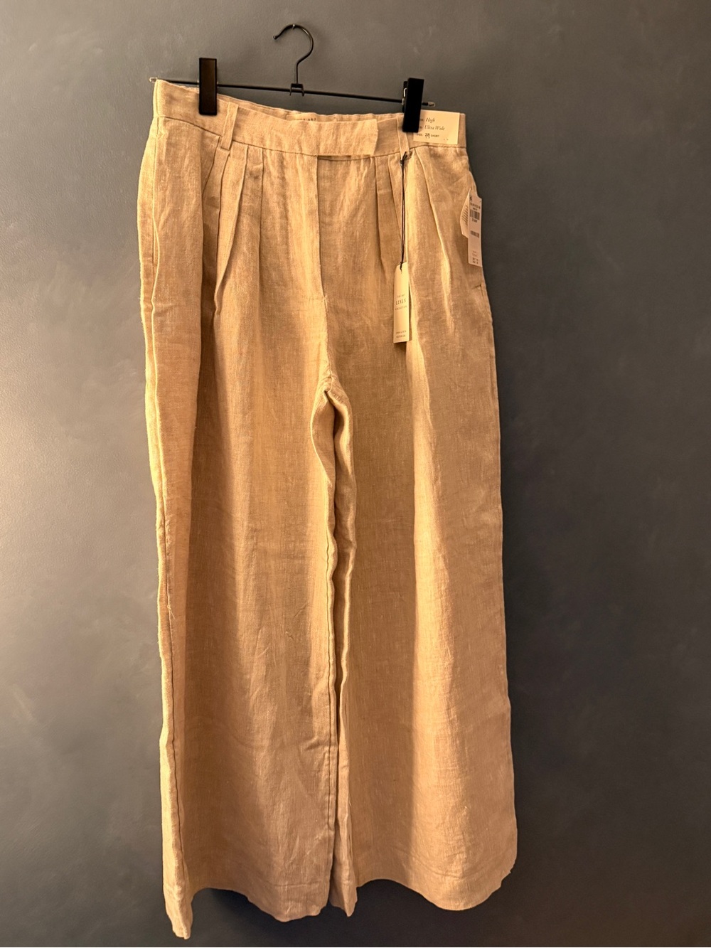 Abercrombie & Fitch Women's Wide-Leg linen pants in Light Tan